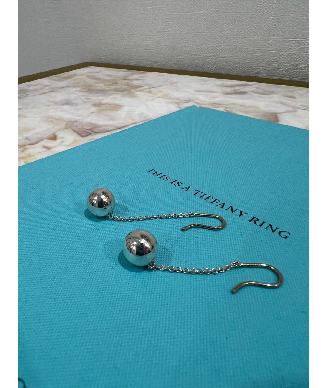 TIFFANY&CO Белые серебряные серьги, фото 5