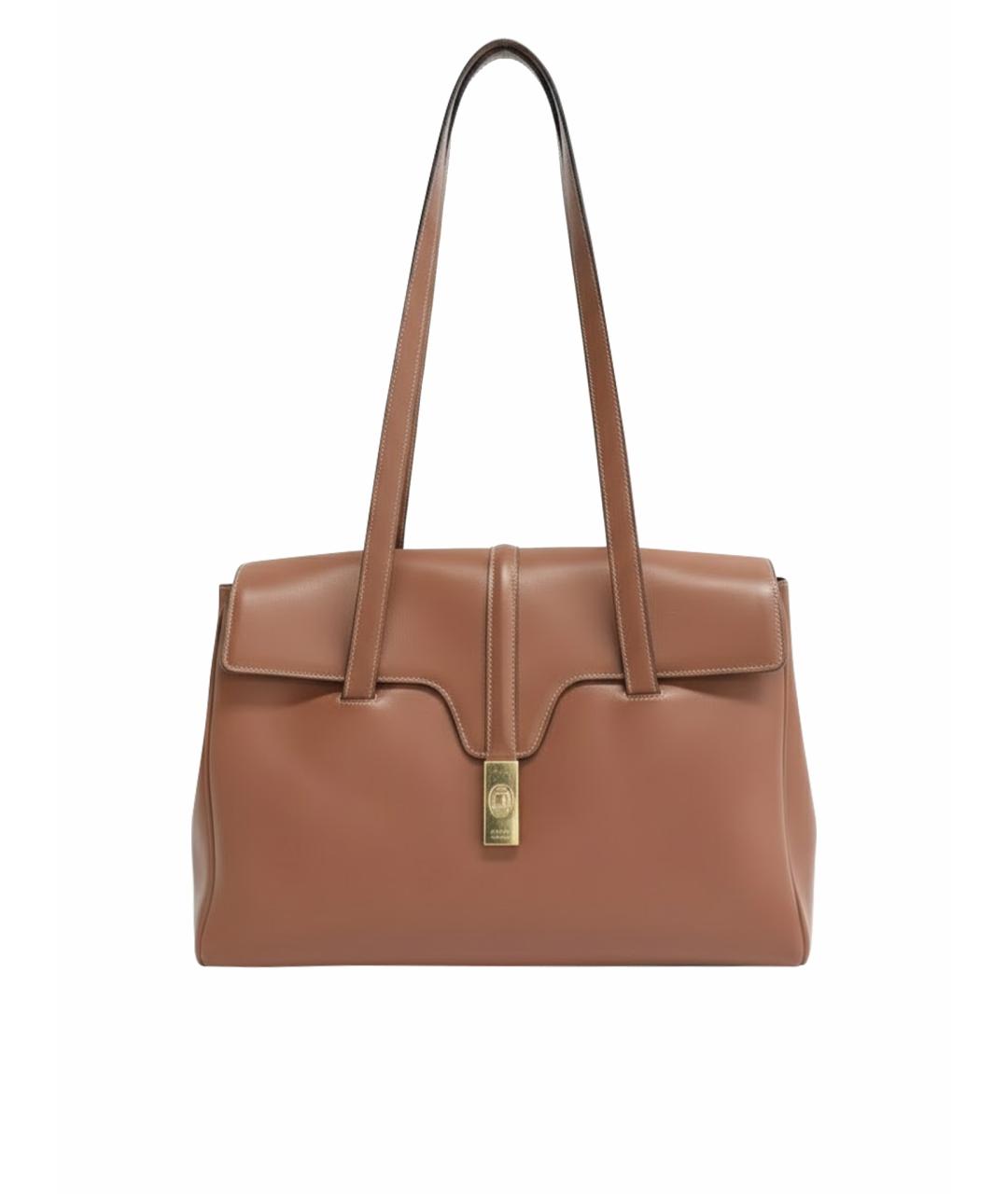 CELINE Коричневая кожаная сумка через плечо, фото 1