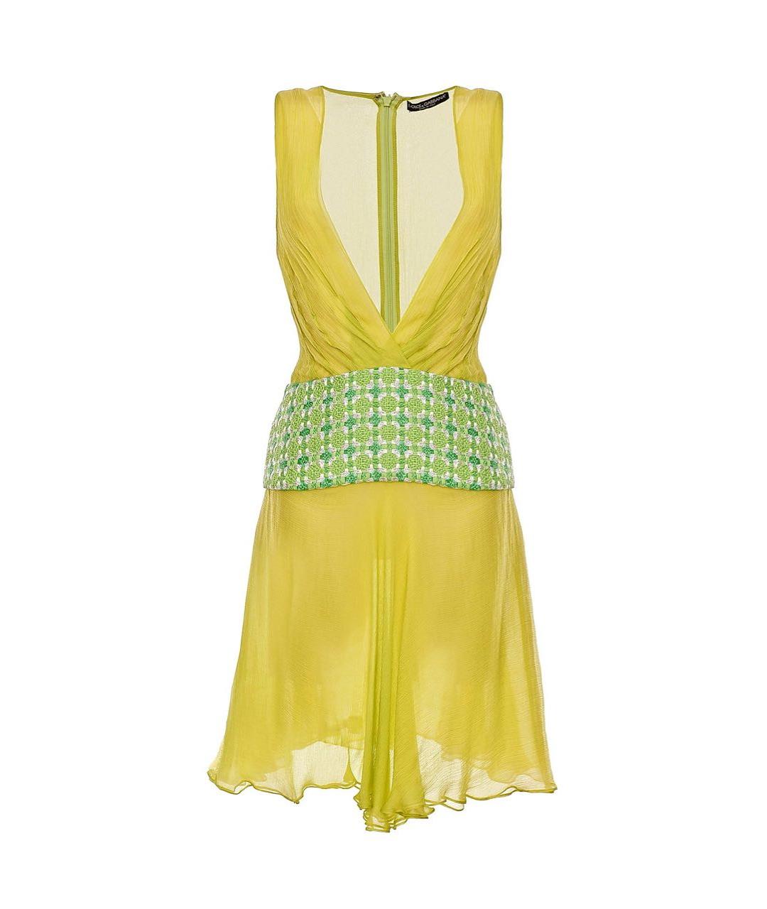 DOLCE&GABBANA Салатовыое шелковое коктейльное платье, фото 7