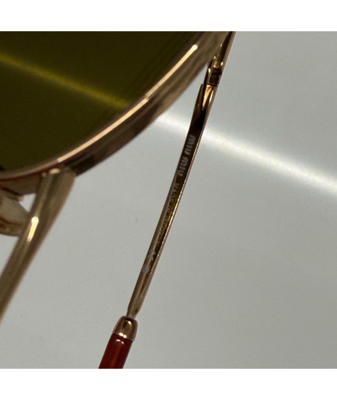 MIU MIU Золотые металлические солнцезащитные очки, фото 7