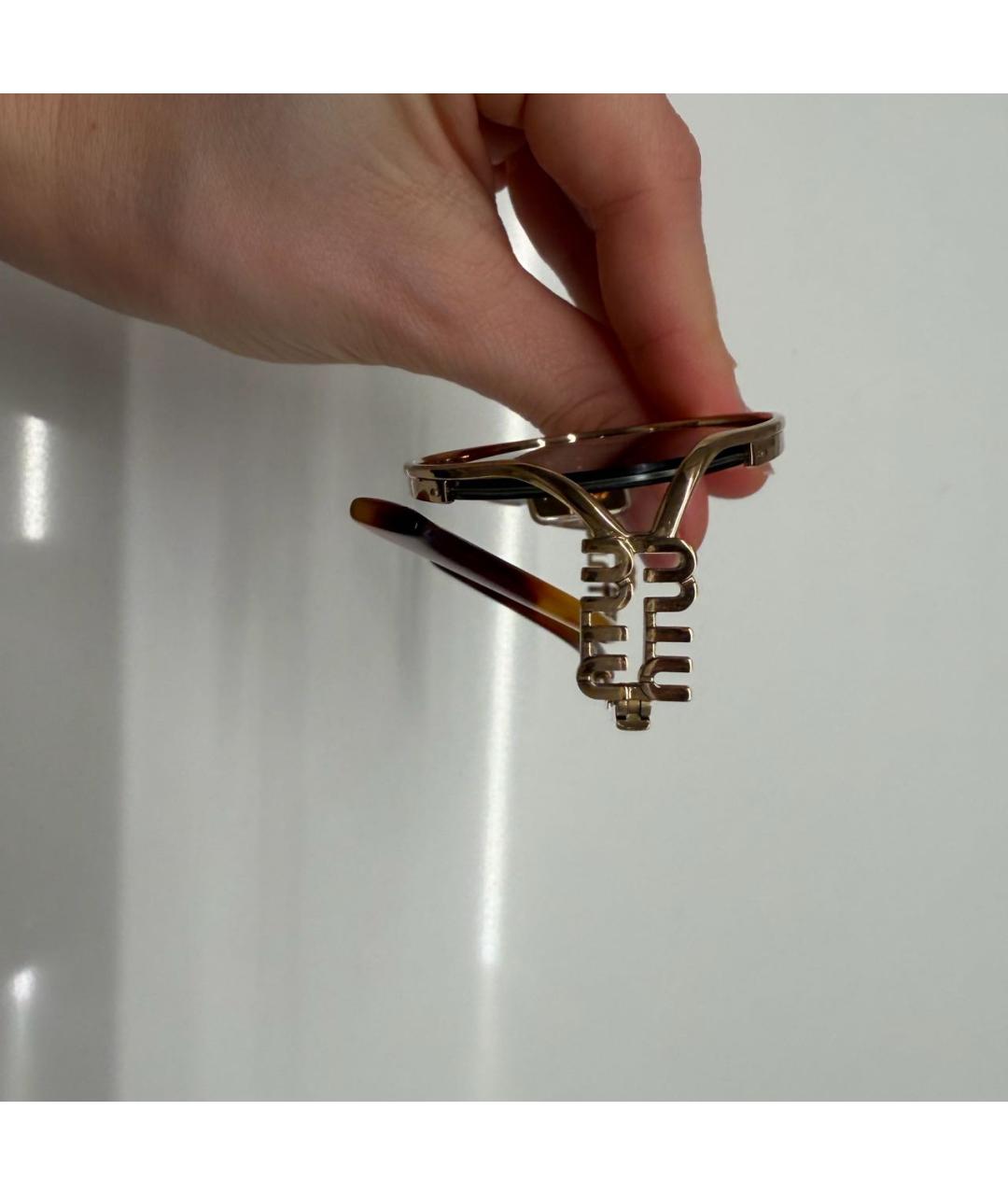 MIU MIU Золотые металлические солнцезащитные очки, фото 2