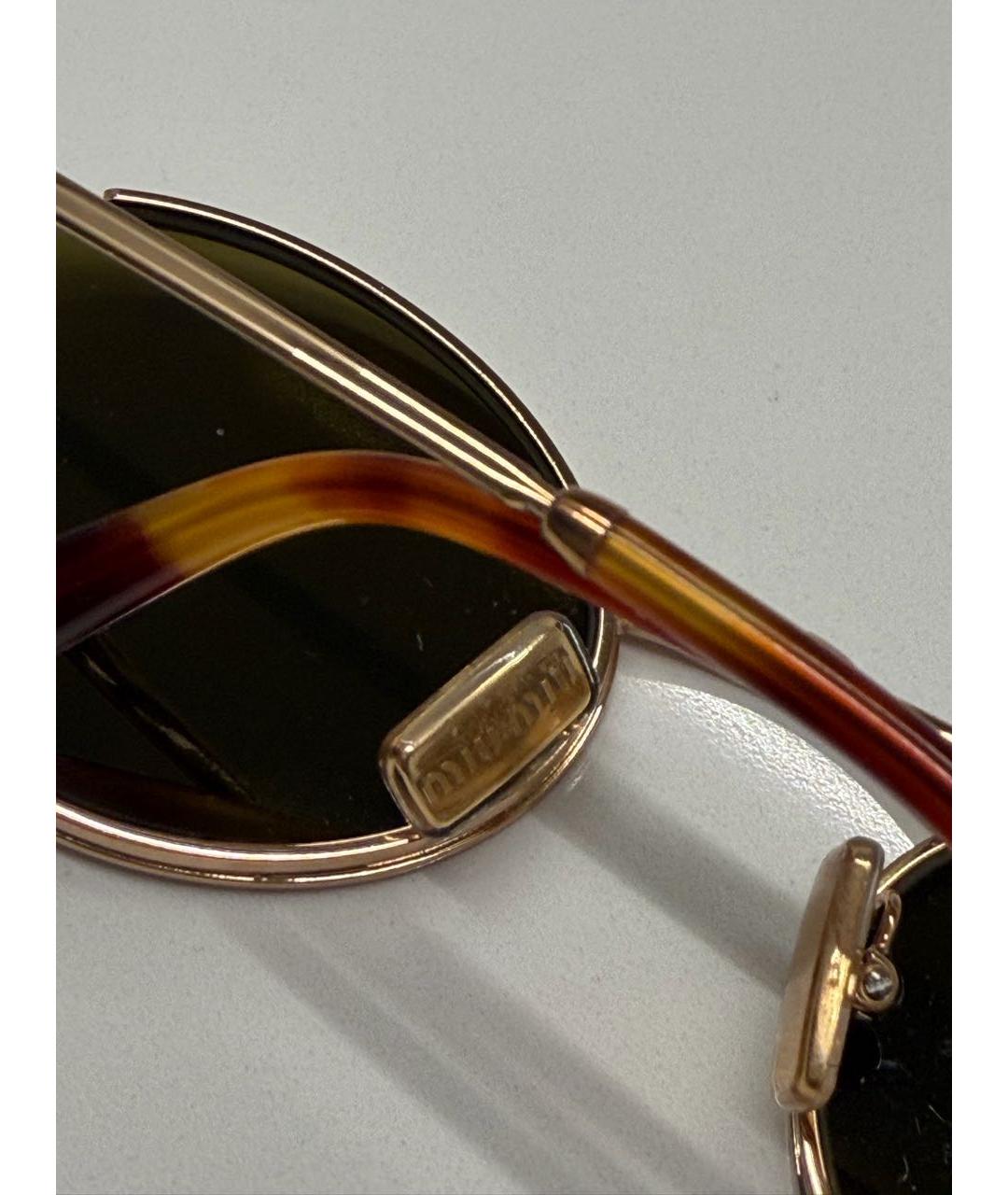 MIU MIU Золотые металлические солнцезащитные очки, фото 5