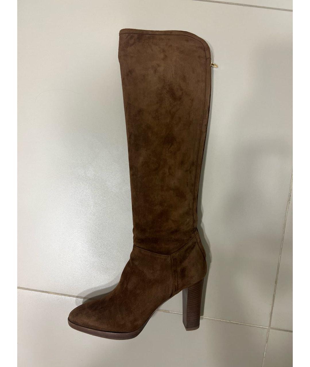 LORO PIANA Коричневые замшевые сапоги, фото 9