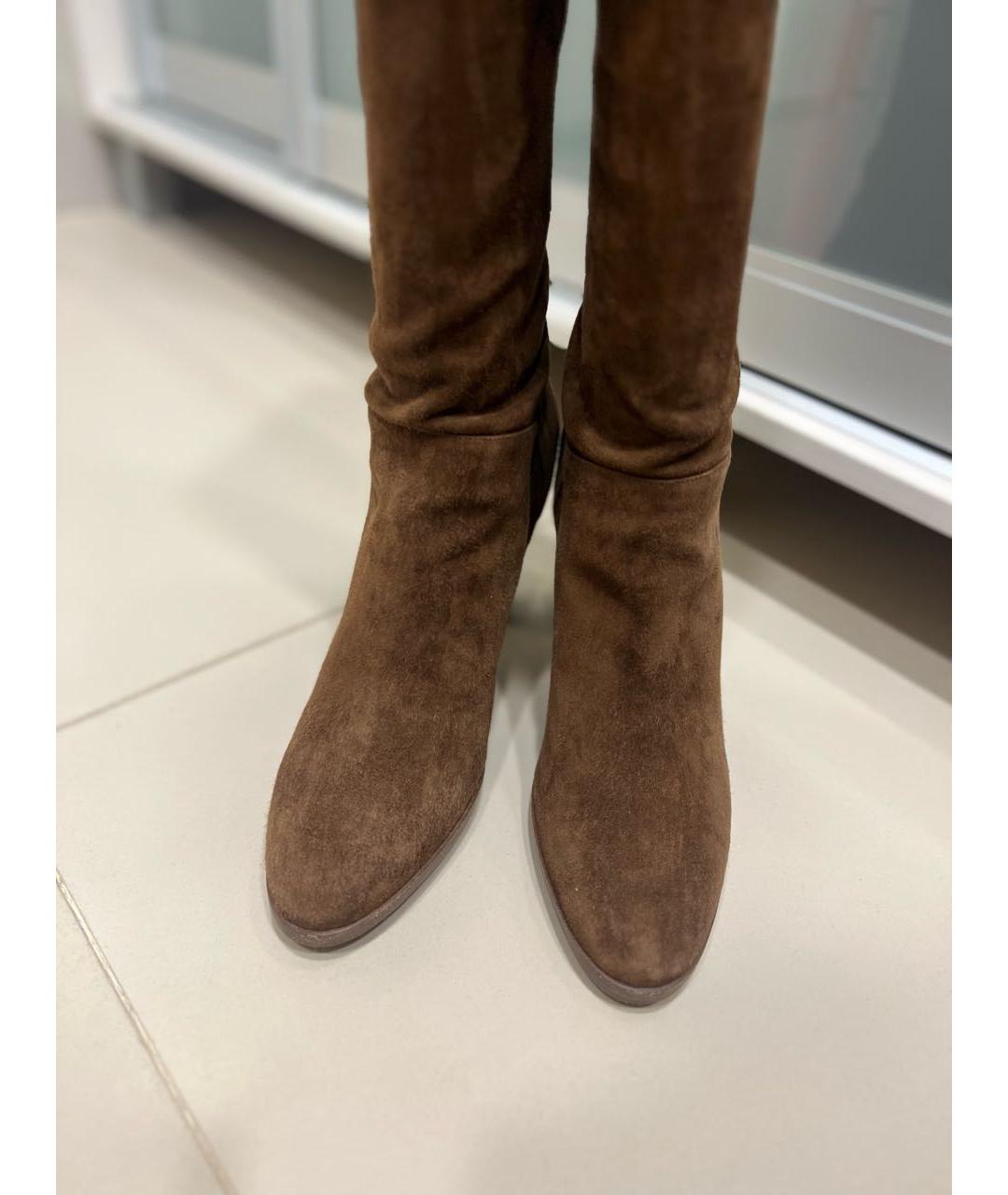 LORO PIANA Коричневые замшевые сапоги, фото 2