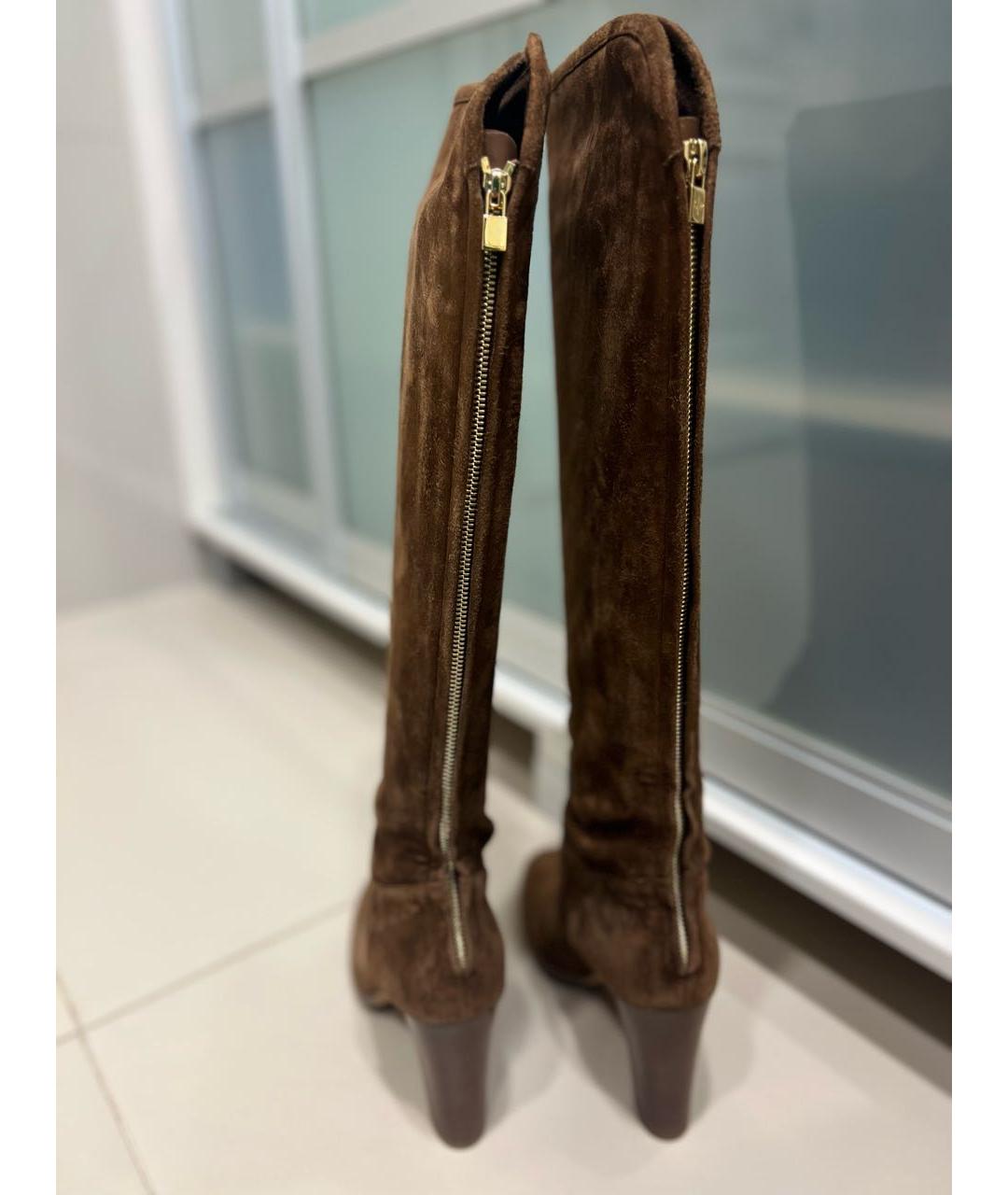 LORO PIANA Коричневые замшевые сапоги, фото 5