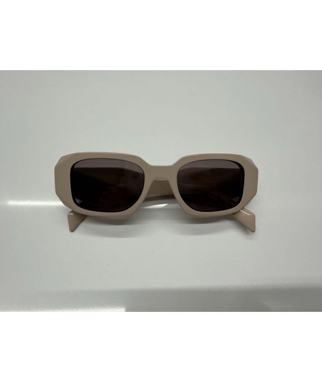 PRADA Бежевые пластиковые солнцезащитные очки, фото 6