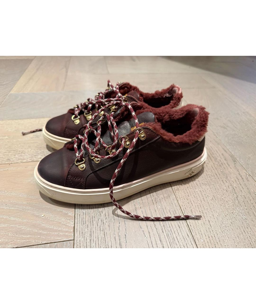 LOUIS VUITTON Бордовые кожаные кроссовки, фото 2