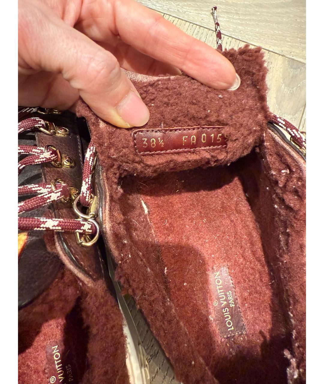 LOUIS VUITTON Бордовые кожаные кроссовки, фото 7