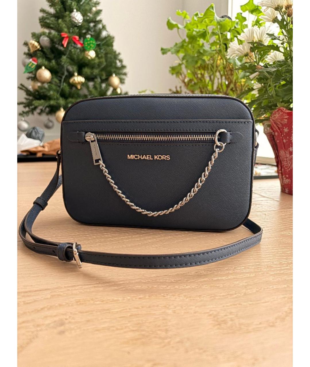 MICHAEL KORS Темно-синяя кожаная сумка через плечо, фото 8