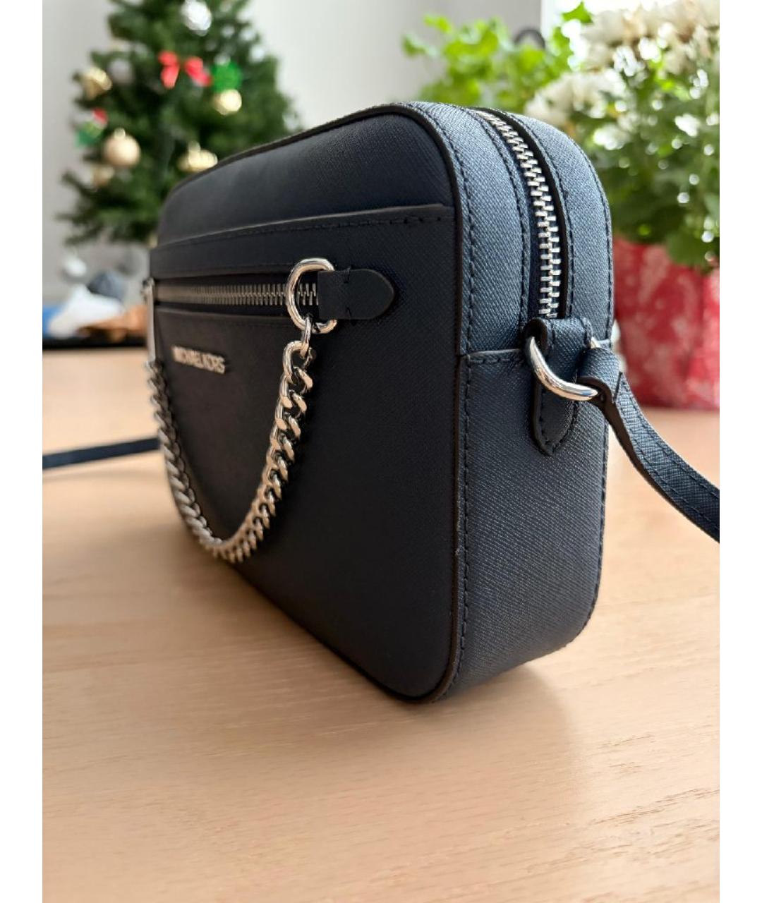 MICHAEL KORS Темно-синяя кожаная сумка через плечо, фото 7