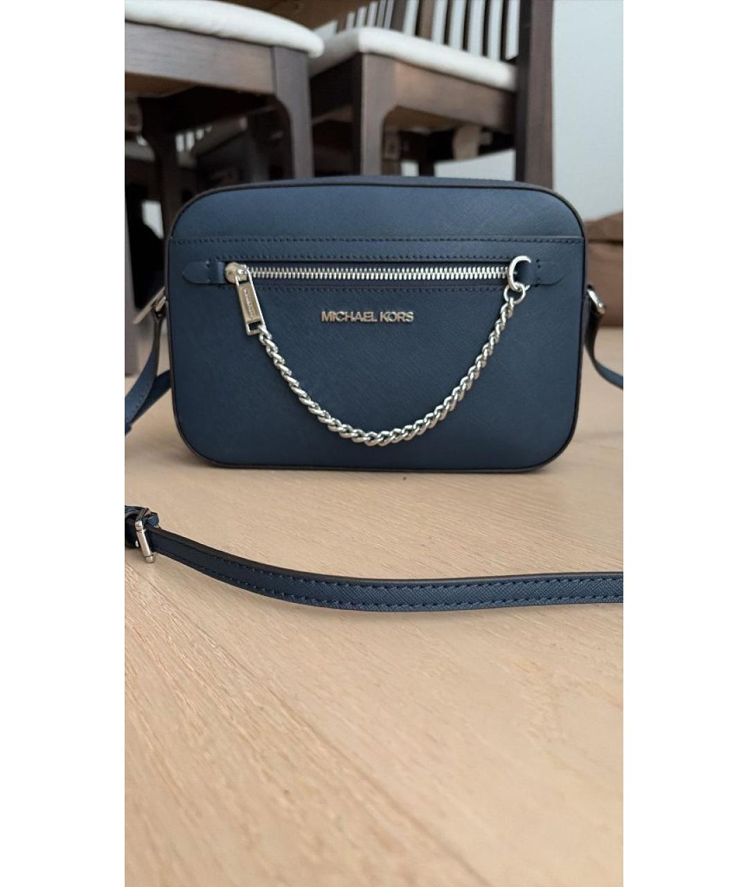 MICHAEL KORS Темно-синяя кожаная сумка через плечо, фото 5
