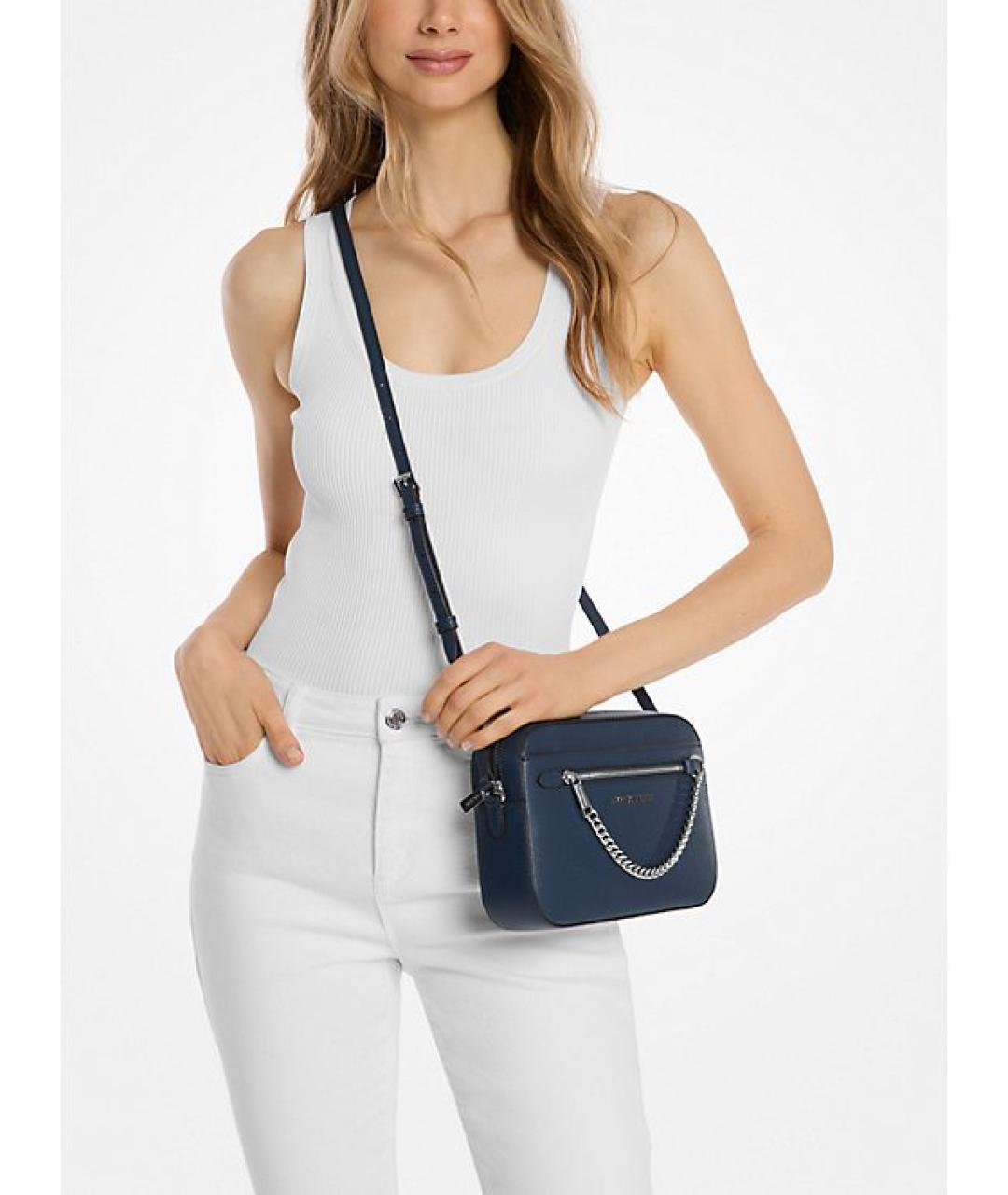 MICHAEL KORS Темно-синяя кожаная сумка через плечо, фото 3