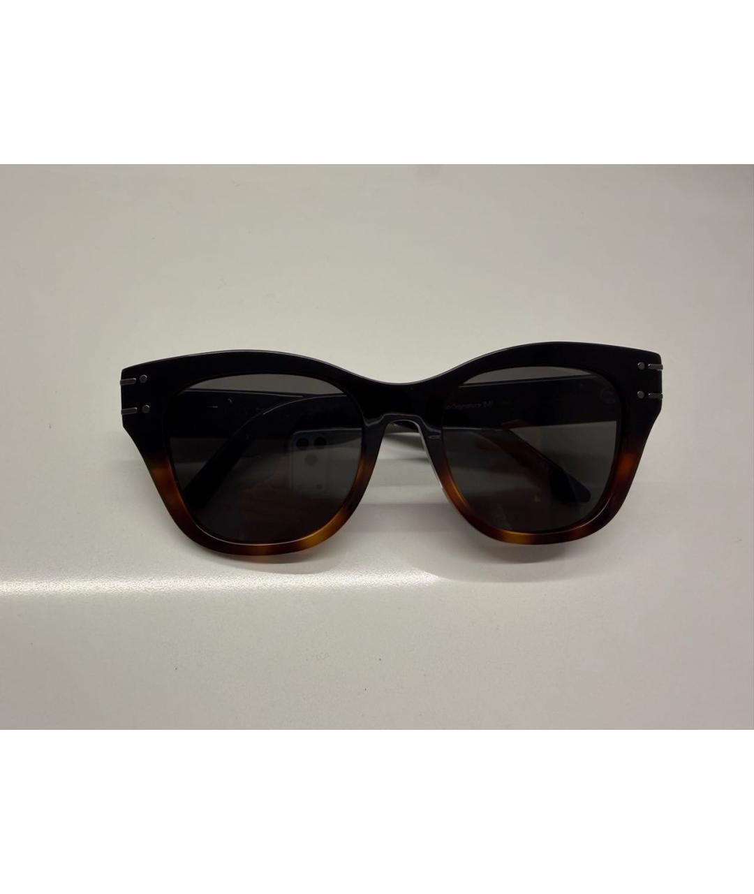 CHRISTIAN DIOR Коричневые пластиковые солнцезащитные очки, фото 8