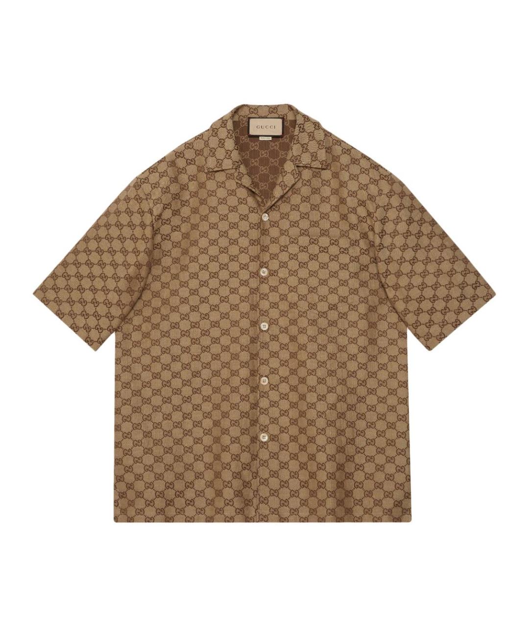GUCCI Коричневая льняная кэжуал рубашка, фото 1