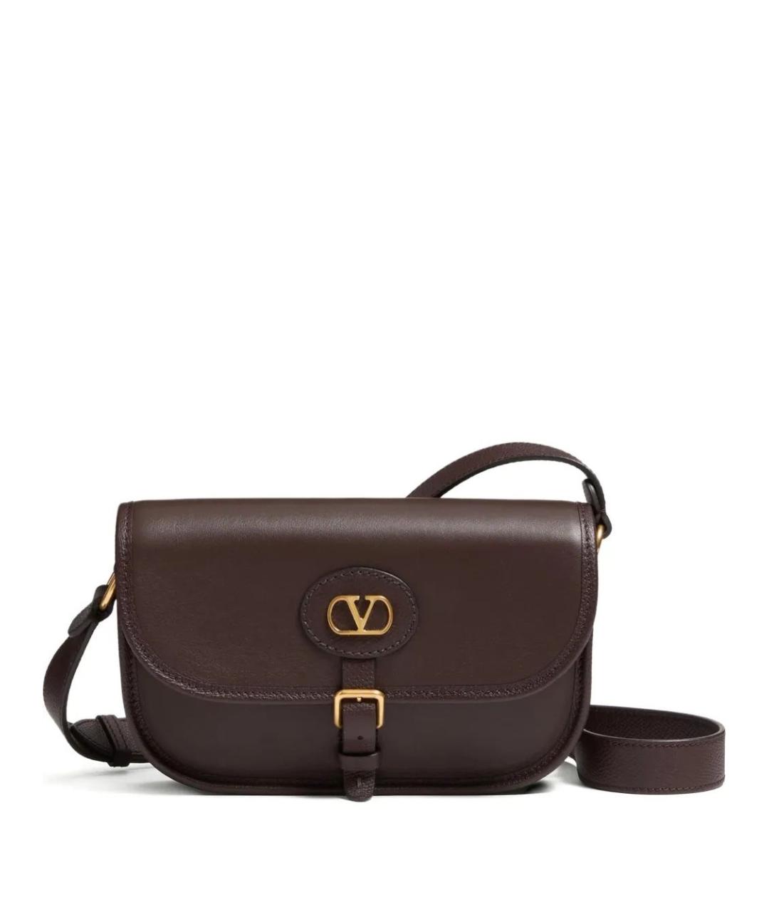 VALENTINO Коричневая кожаная сумка на плечо, фото 1