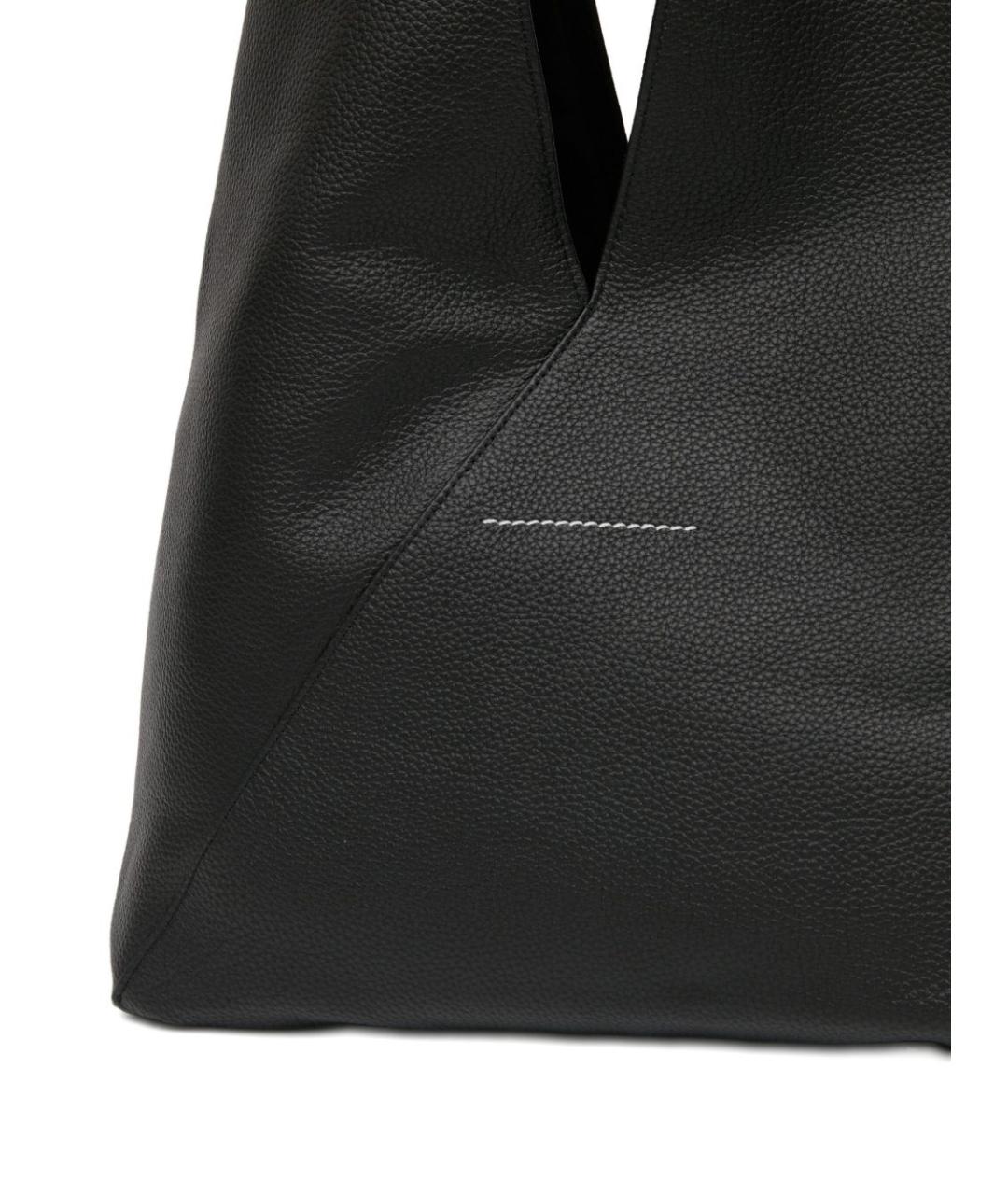 MM6 MAISON MARGIELA Черная кожаная сумка тоут, фото 3