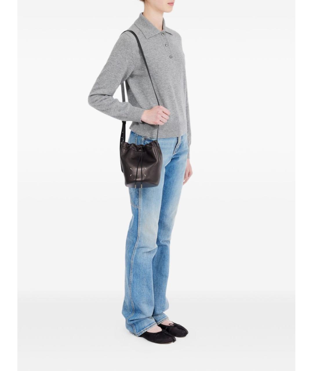 MAISON MARGIELA Черная кожаная сумка через плечо, фото 5