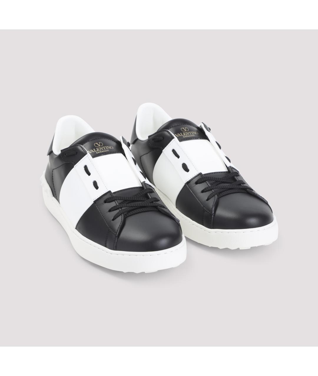 VALENTINO Черные кожаные низкие кроссовки / кеды, фото 4