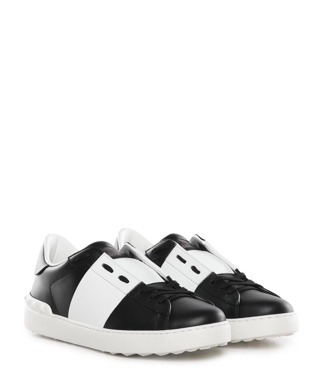 VALENTINO Черные кожаные низкие кроссовки / кеды, фото 2