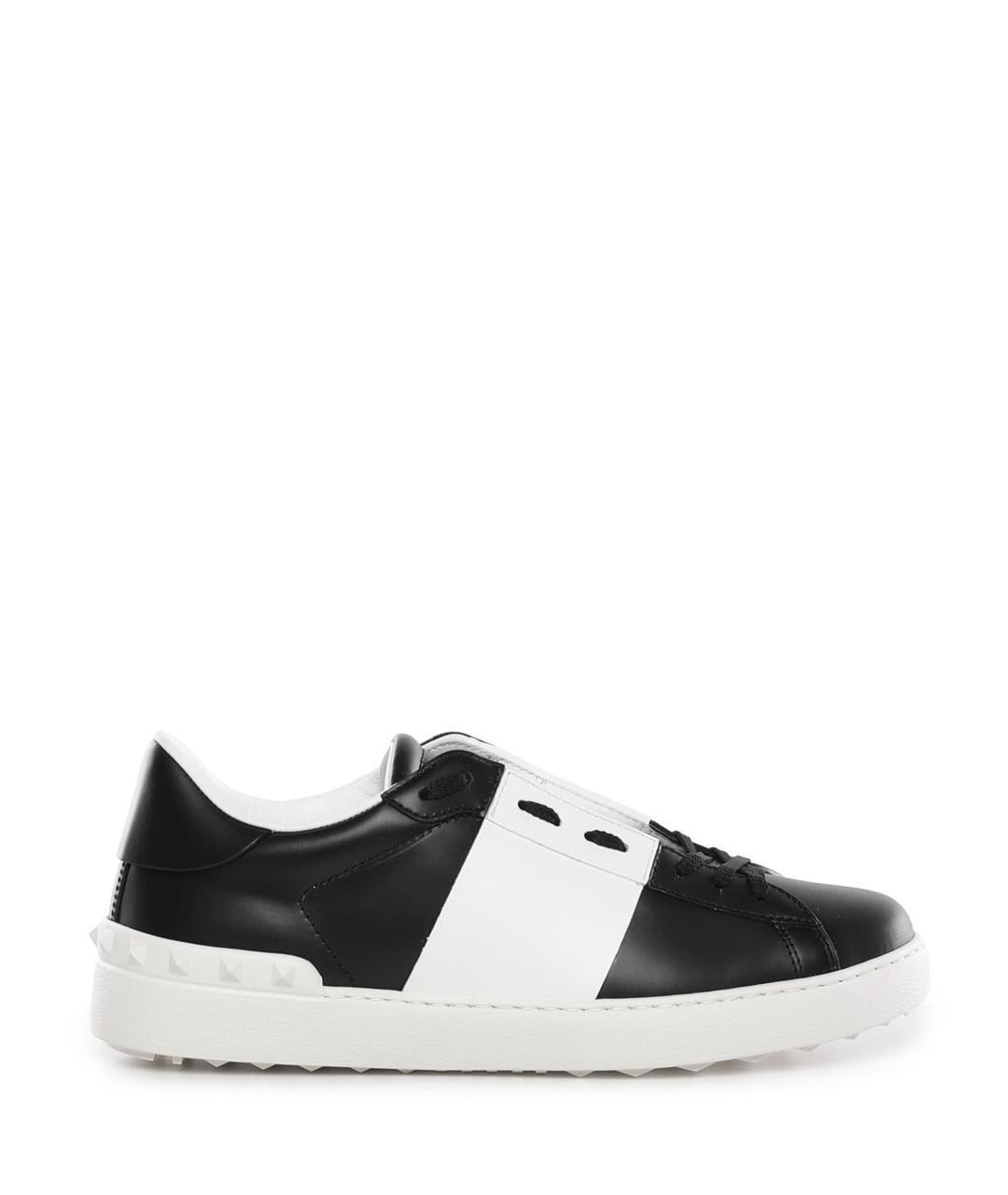 VALENTINO Черные кожаные низкие кроссовки / кеды, фото 1