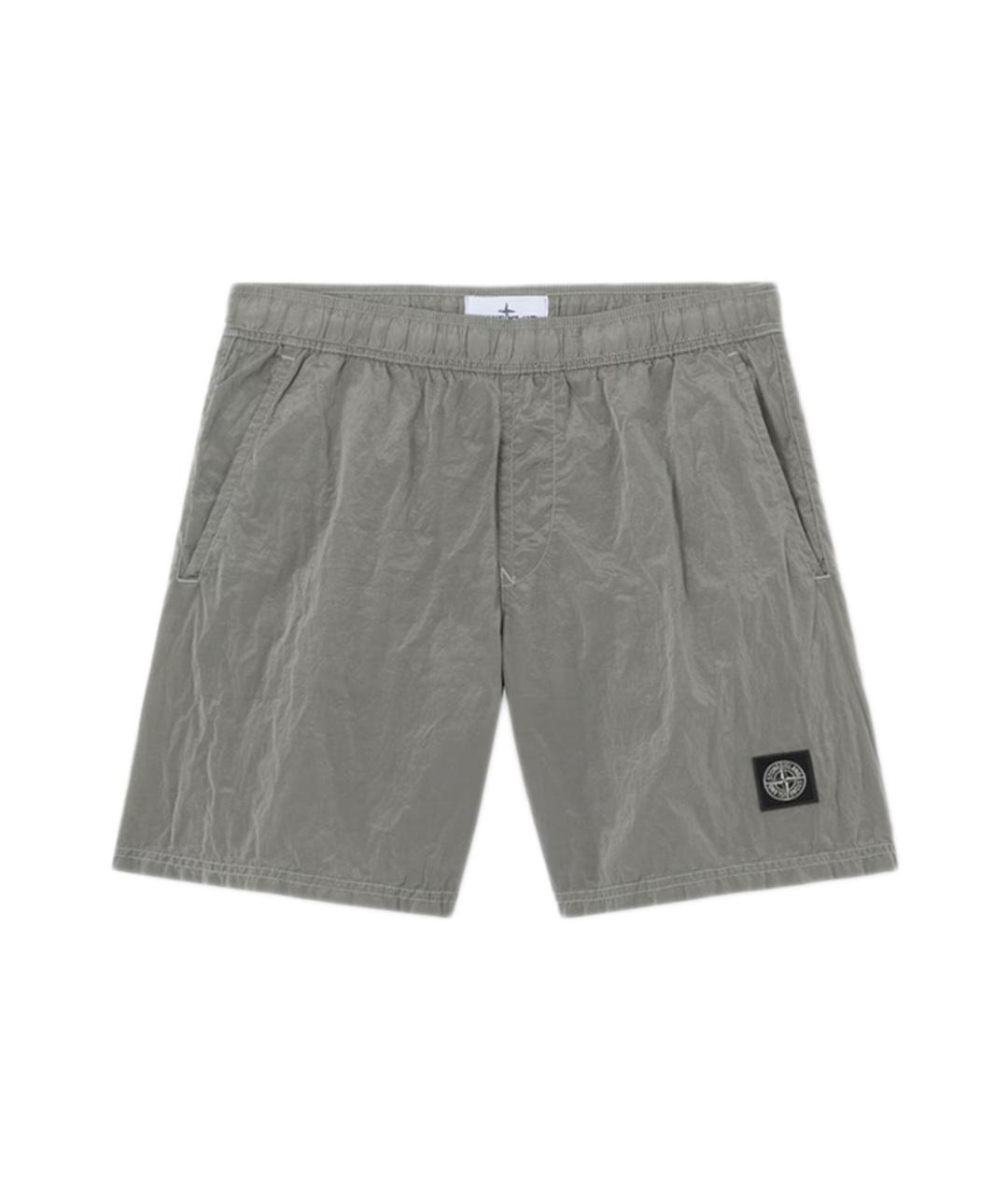 STONE ISLAND Серые полиамидовые шорты, фото 1