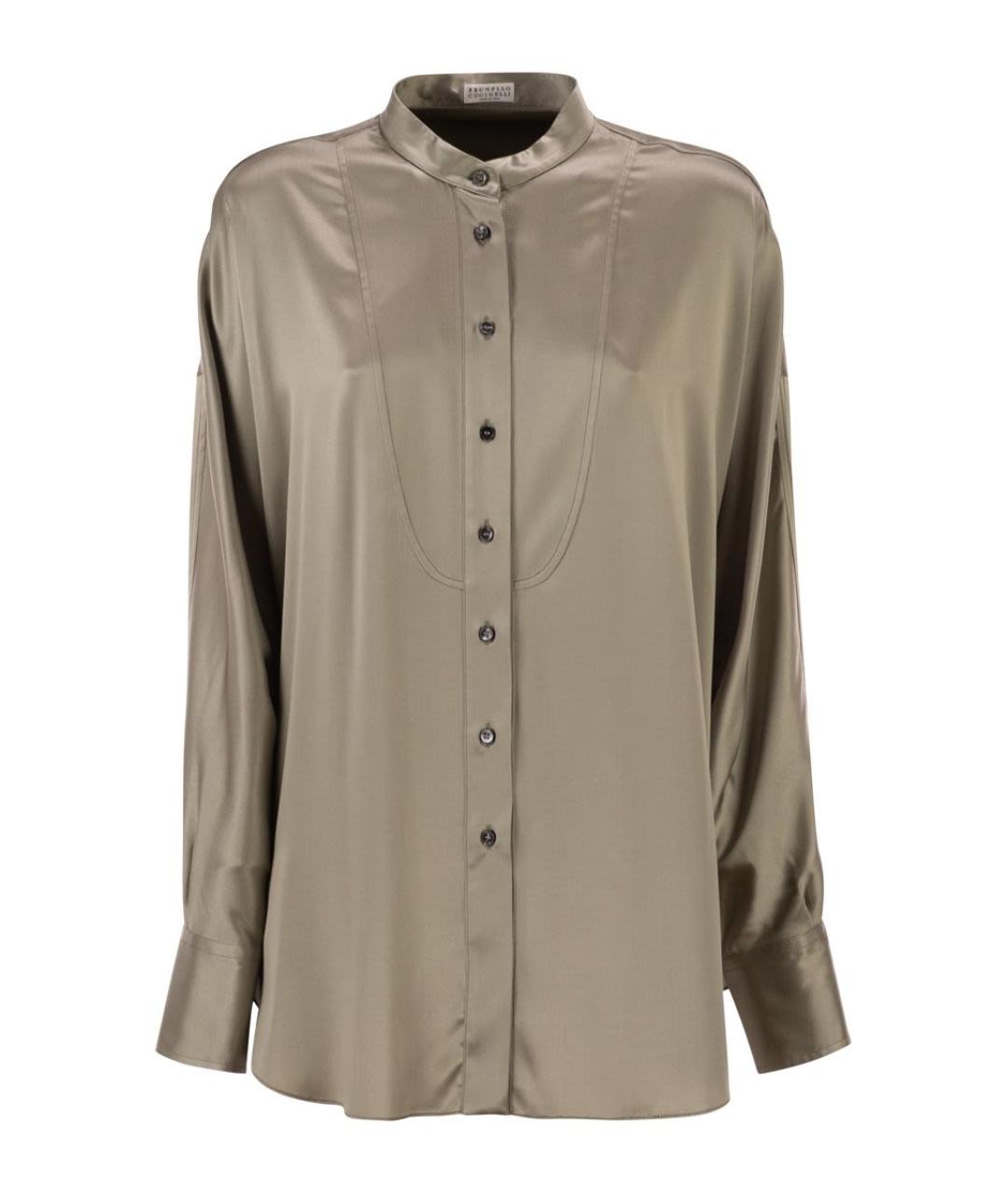 BRUNELLO CUCINELLI Серая шелковая рубашка, фото 1
