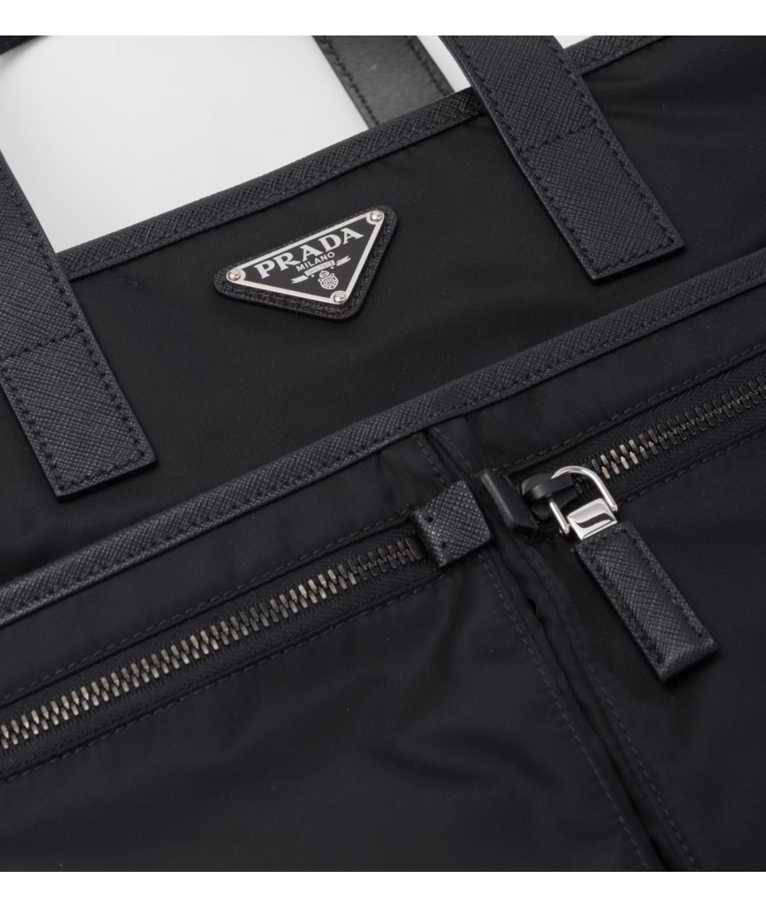 PRADA Черная тканевая сумка тоут, фото 7