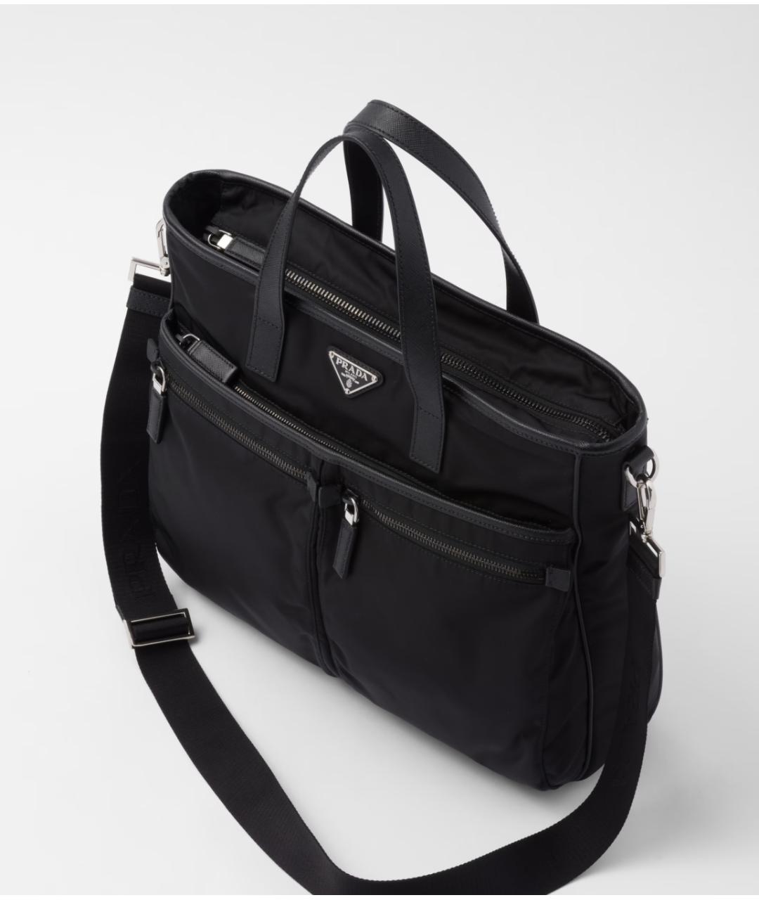 PRADA Черная тканевая сумка тоут, фото 4