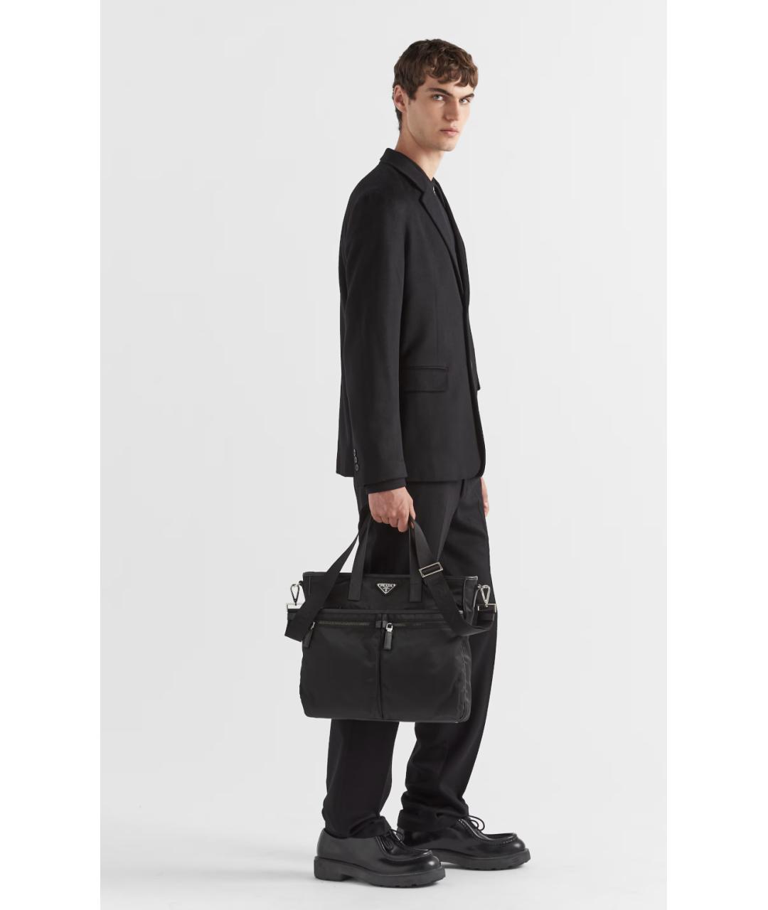 PRADA Черная тканевая сумка тоут, фото 3