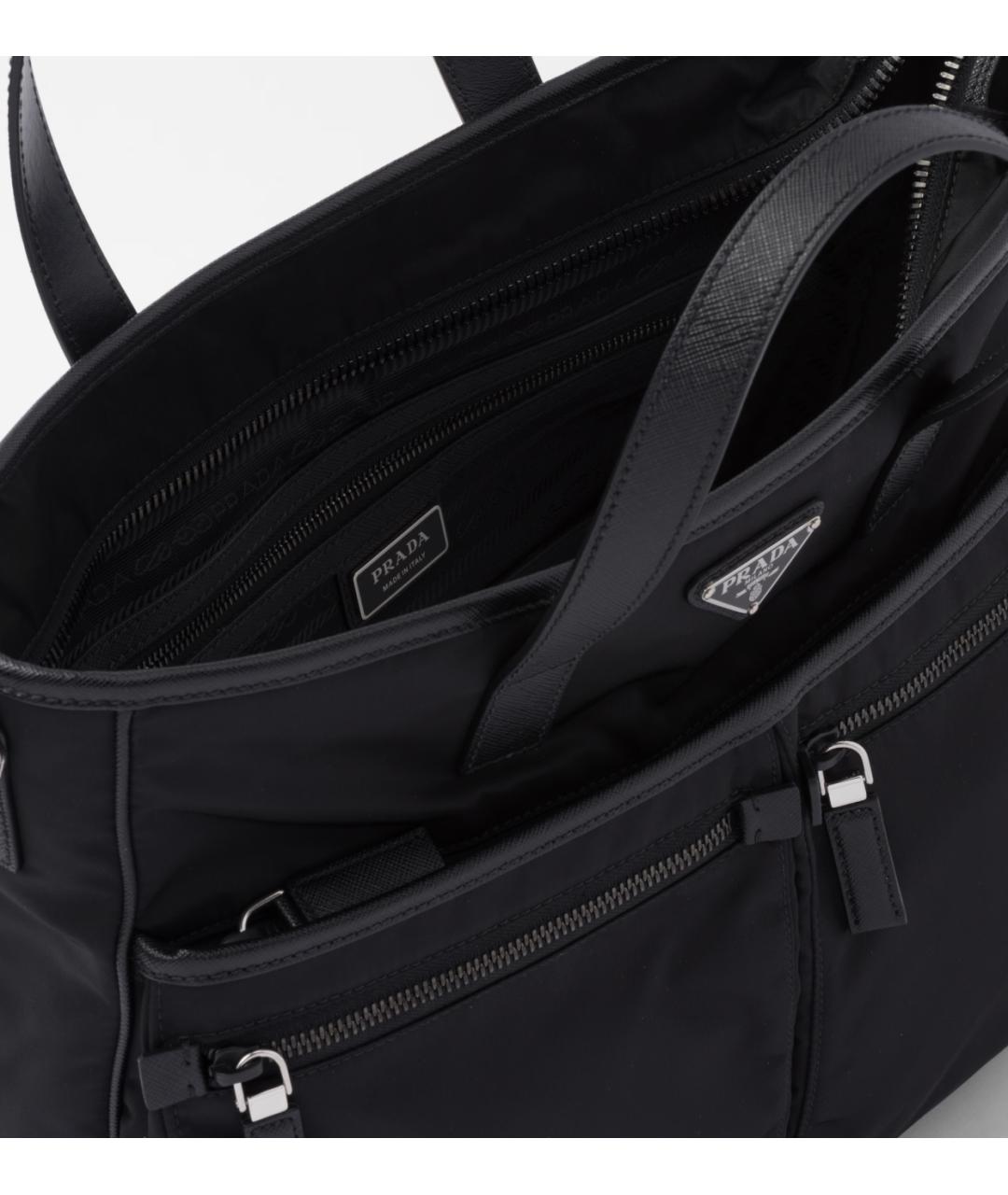 PRADA Черная тканевая сумка тоут, фото 6