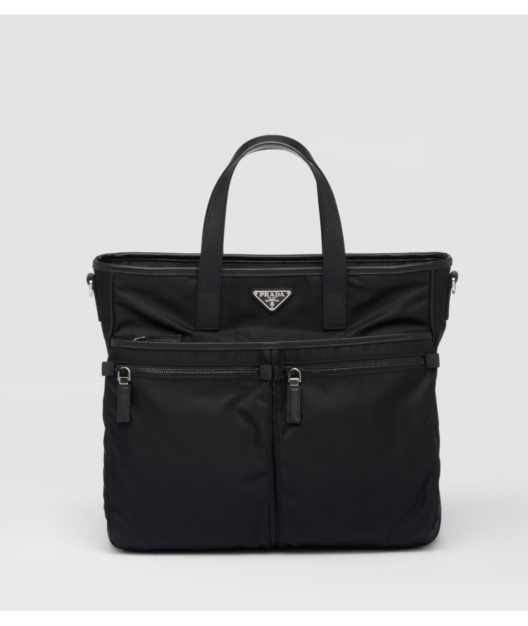 PRADA Черная тканевая сумка тоут, фото 8