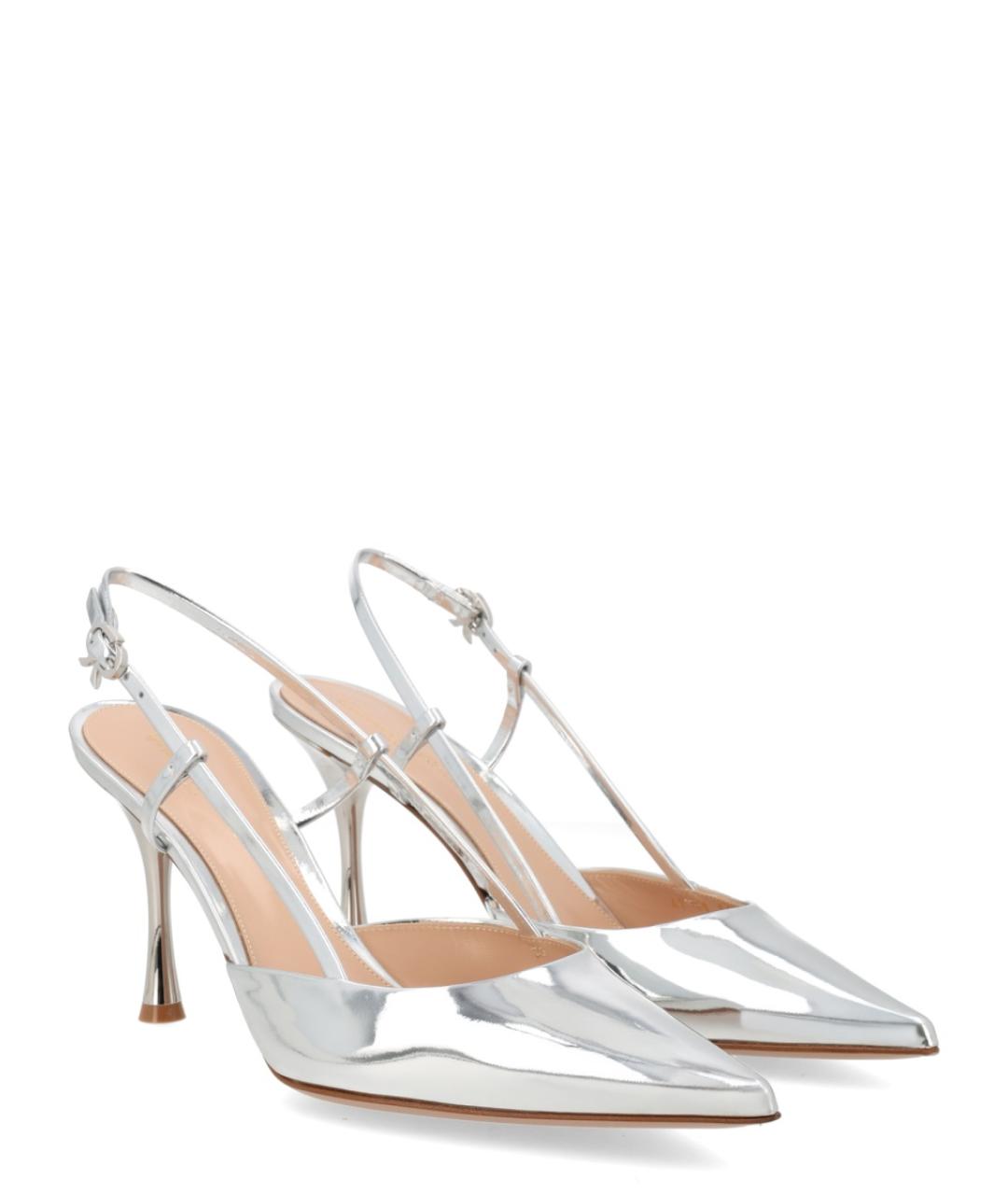 GIANVITO ROSSI Серебряные кожаные туфли, фото 2