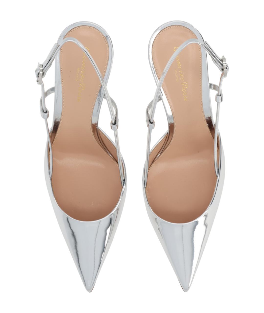GIANVITO ROSSI Серебряные кожаные туфли, фото 5