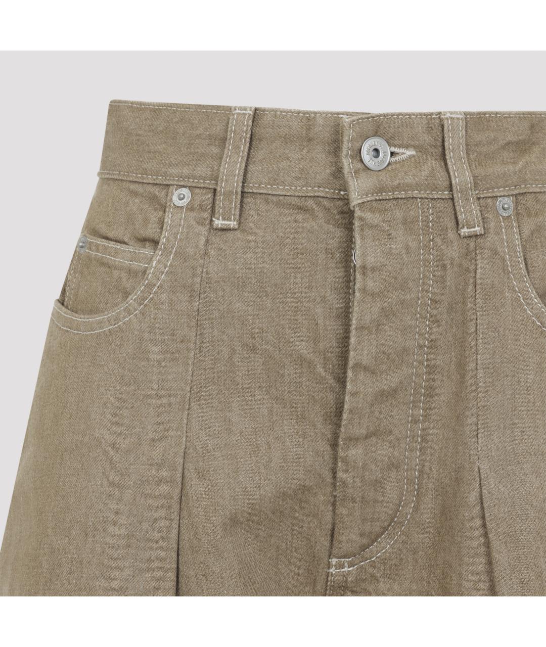 JACQUEMUS Бежевые хлопковые прямые джинсы, фото 4