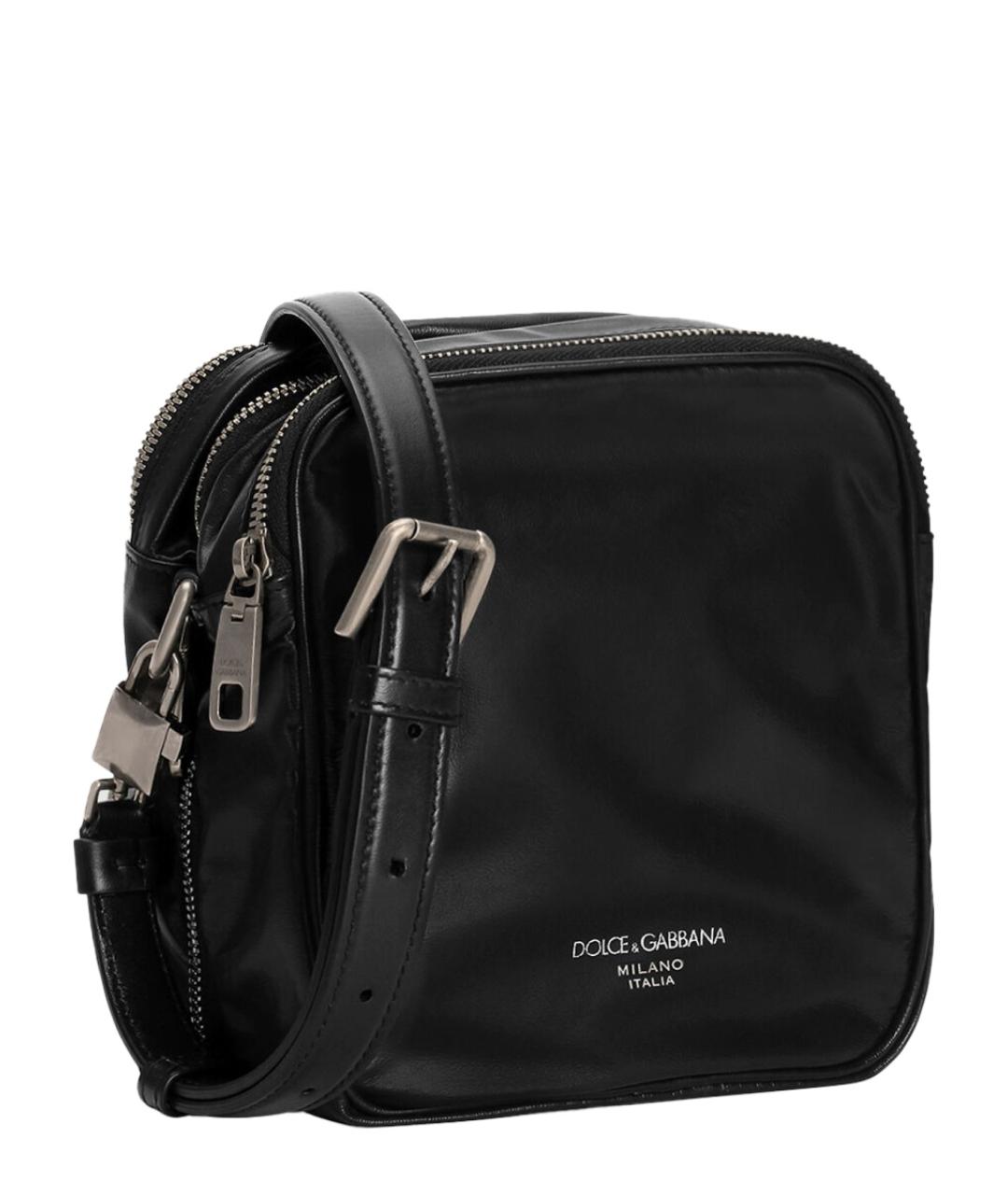 DOLCE&GABBANA Черная кожаная сумка на плечо, фото 3