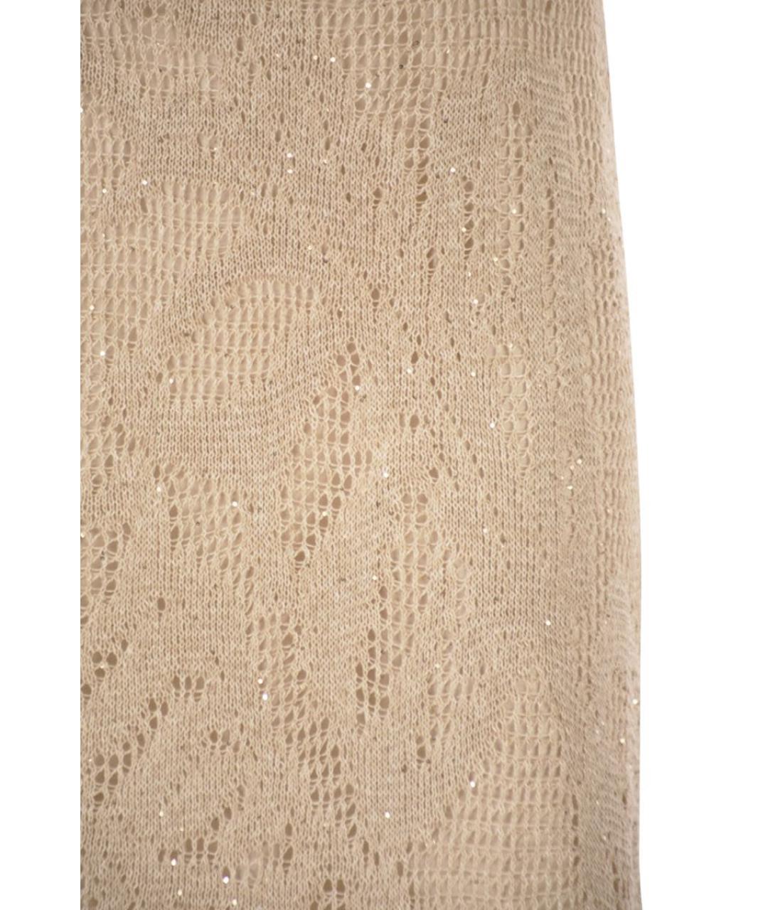 BRUNELLO CUCINELLI Бежевое льняное повседневное платье, фото 4