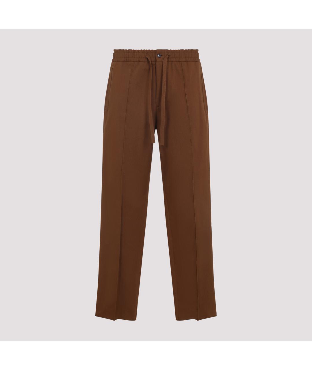 VALENTINO Коричневые шерстяные повседневные брюки, фото 2