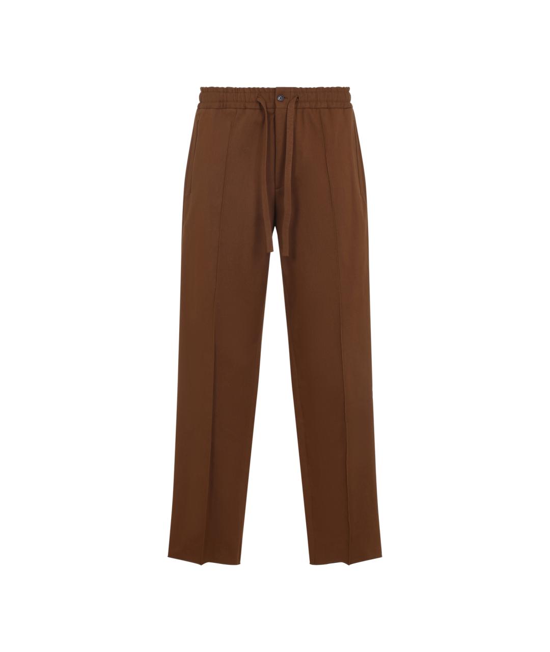 VALENTINO Коричневые шерстяные повседневные брюки, фото 1