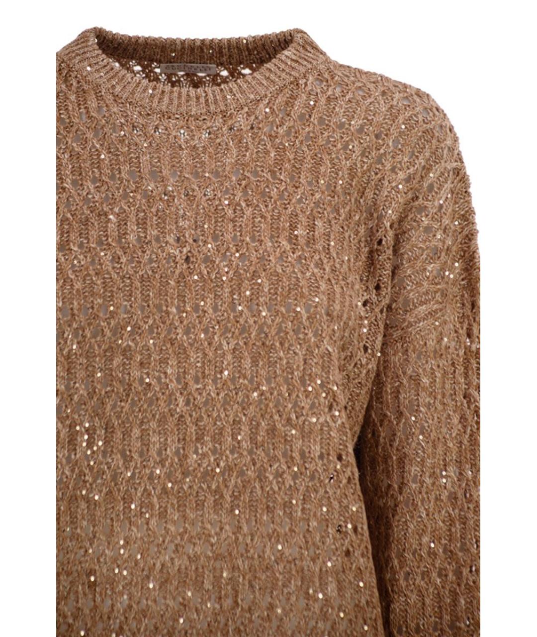 BRUNELLO CUCINELLI Коричневый льняной джемпер / свитер, фото 4