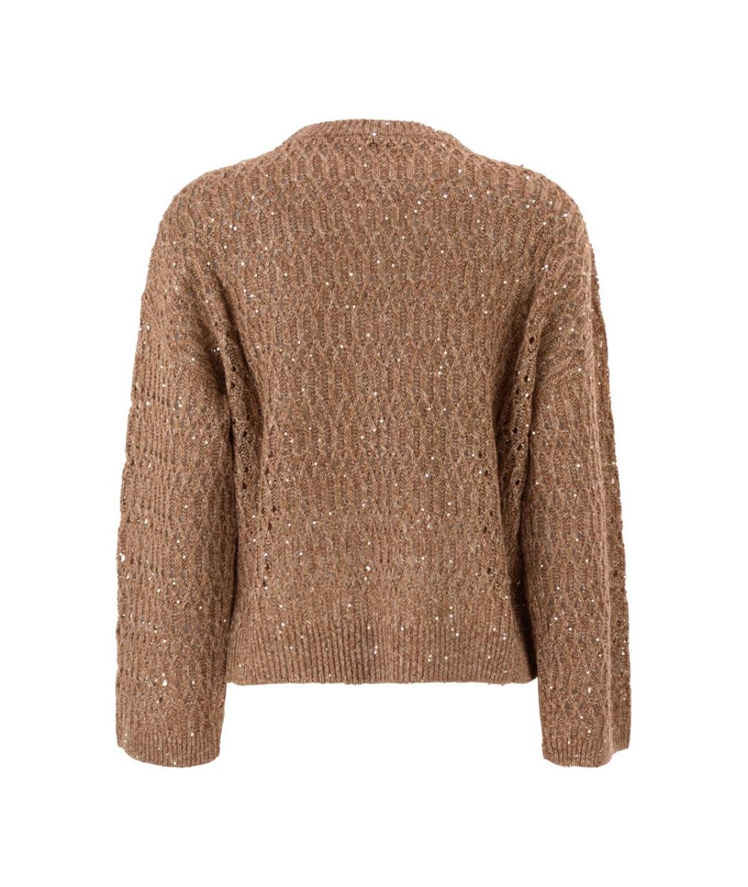 BRUNELLO CUCINELLI Коричневый льняной джемпер / свитер, фото 2