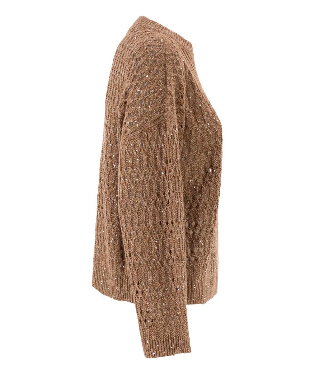 BRUNELLO CUCINELLI Коричневый льняной джемпер / свитер, фото 3
