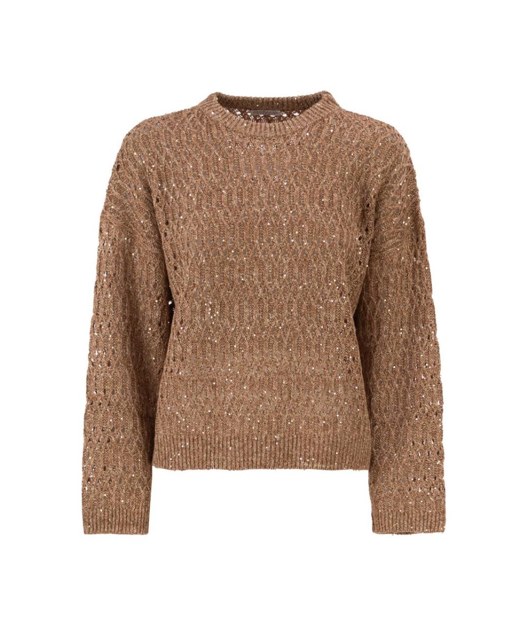 BRUNELLO CUCINELLI Коричневый льняной джемпер / свитер, фото 1