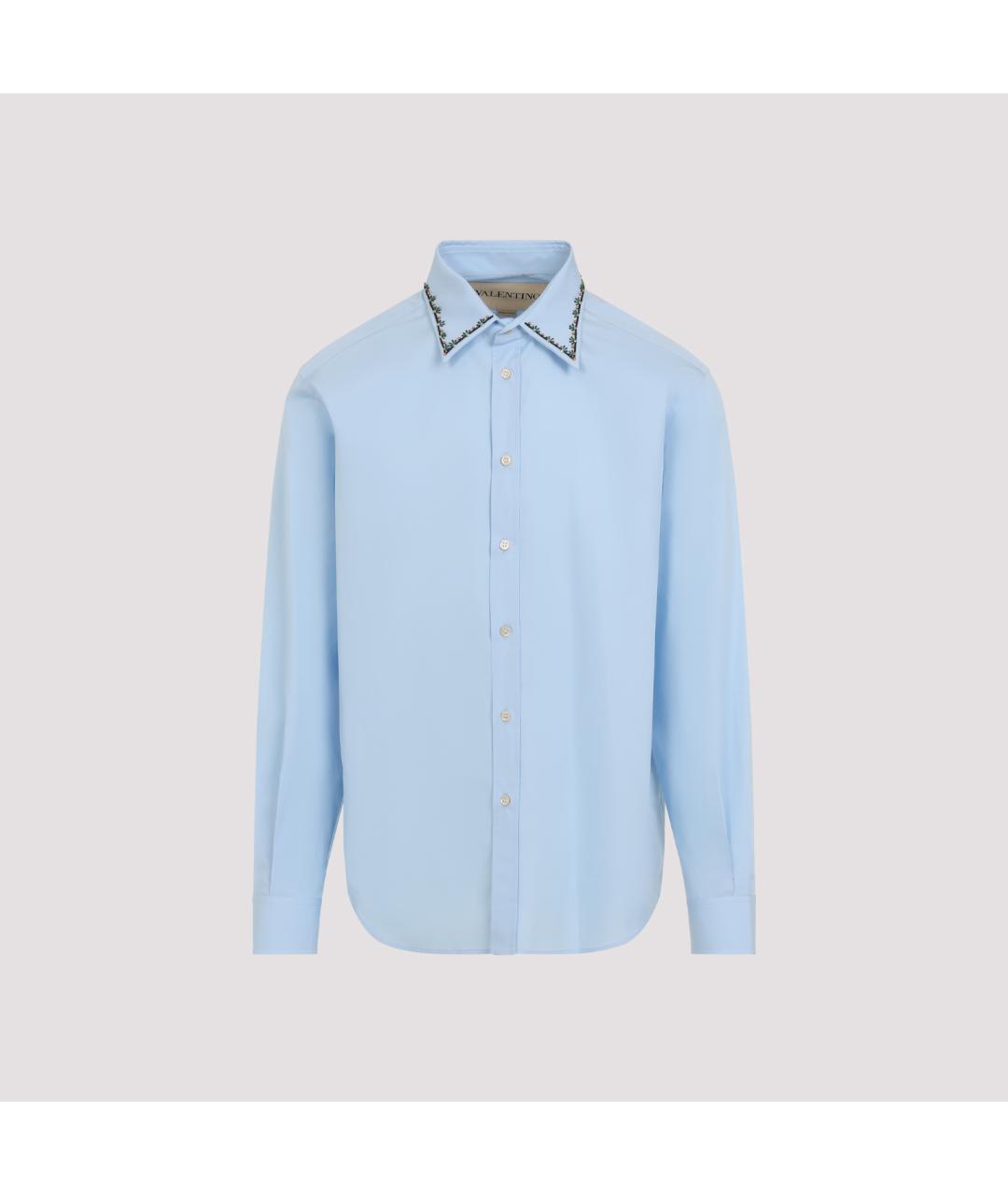 VALENTINO Синяя хлопковая кэжуал рубашка, фото 2