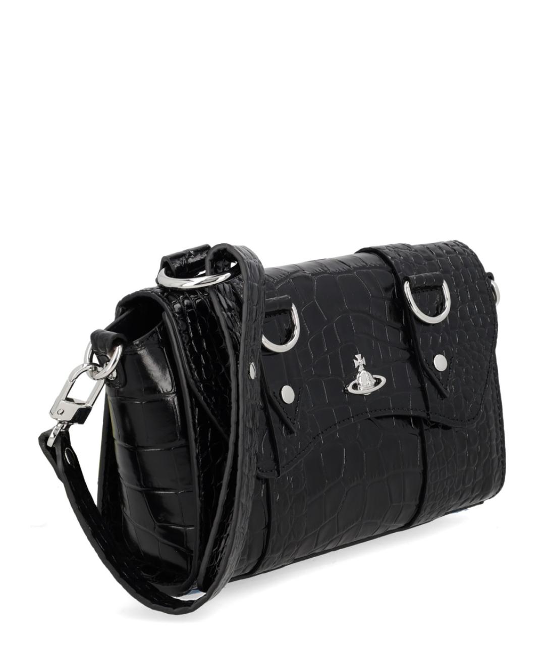 VIVIENNE WESTWOOD Черная кожаная сумка через плечо, фото 2