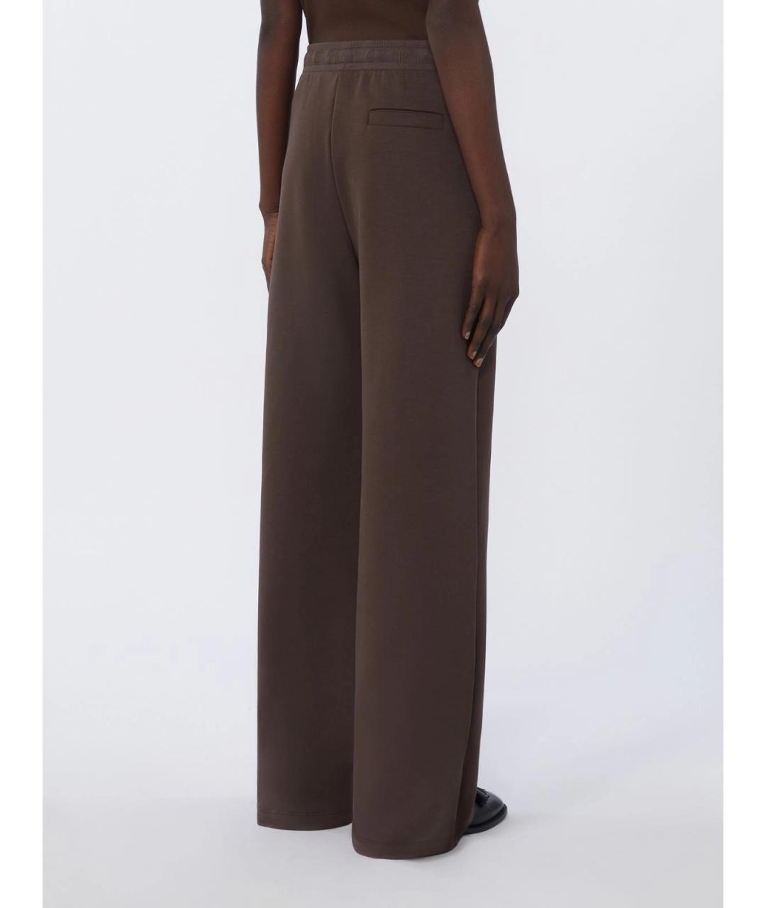 'S MAX MARA Коричневые хлопковые прямые брюки, фото 4