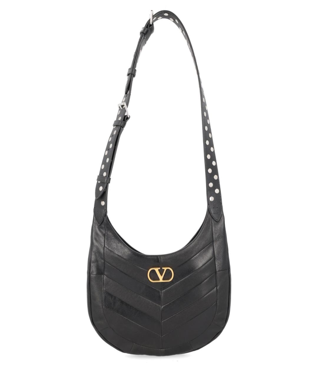 VALENTINO Черная кожаная сумка на плечо, фото 1