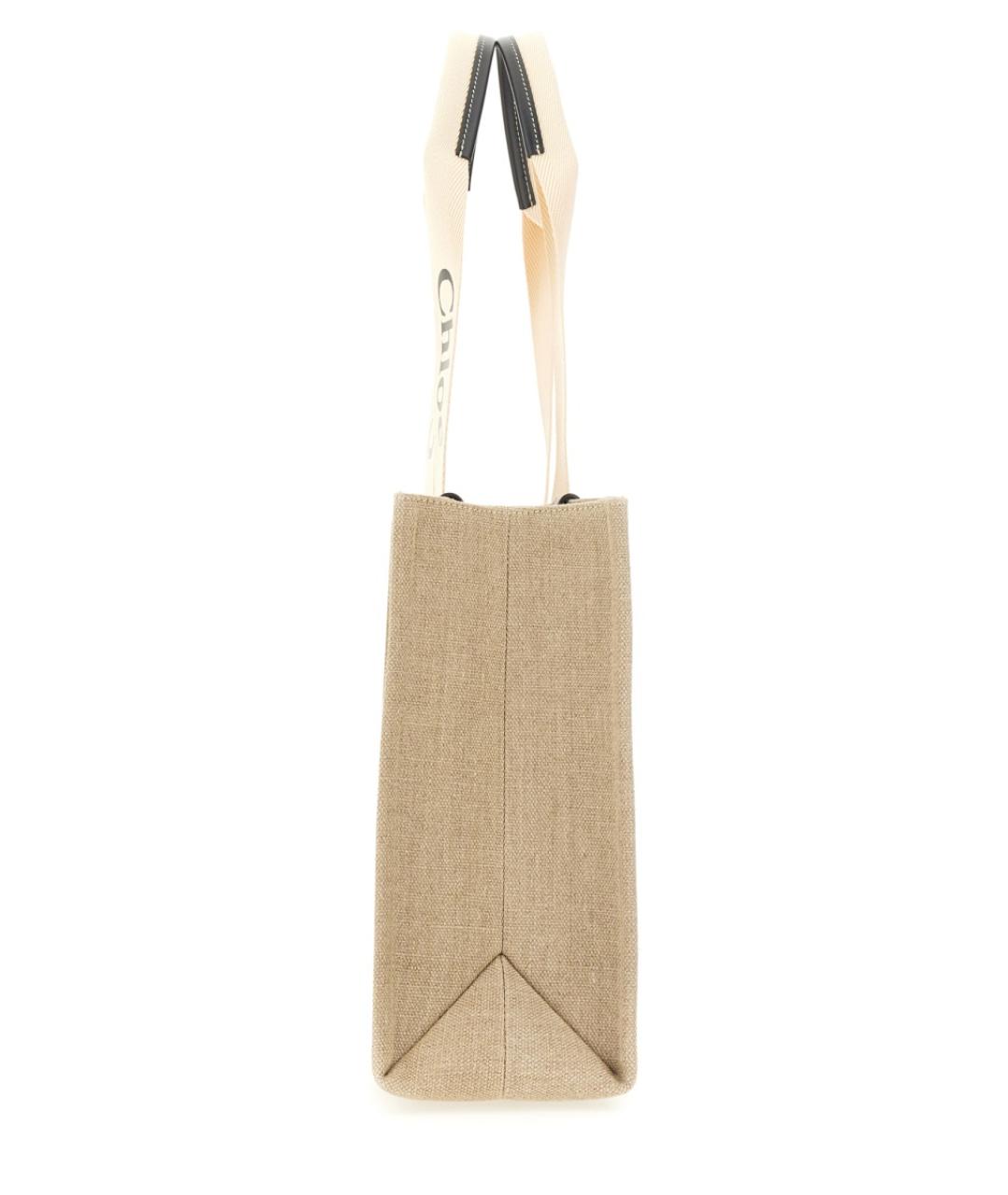 CHLOE Бежевая льняная сумка тоут, фото 3