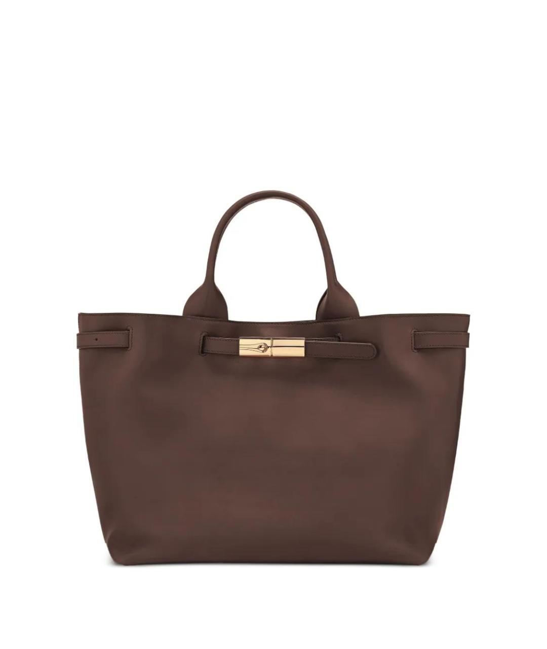 LONGCHAMP Коричневая кожаная сумка с короткими ручками, фото 1