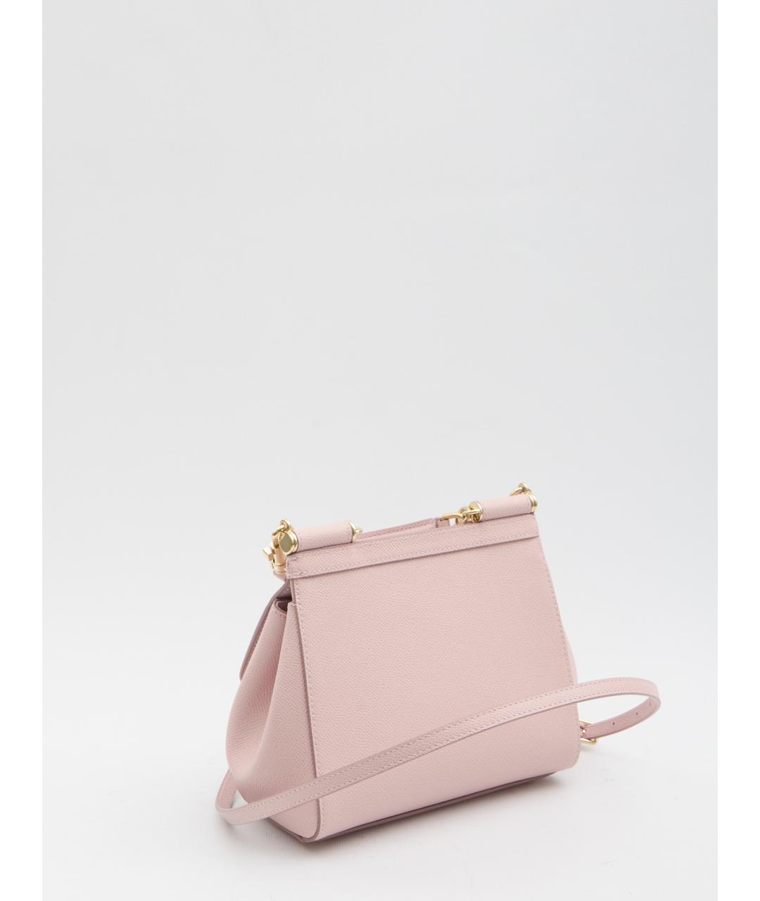 DOLCE&GABBANA Розовая кожаная сумка через плечо, фото 2