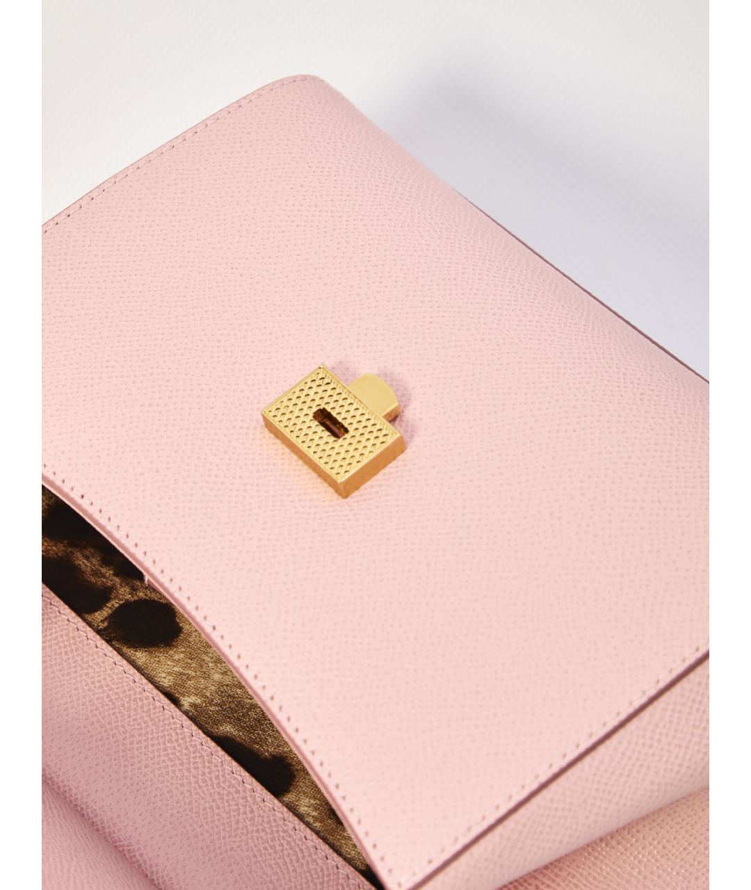 DOLCE&GABBANA Розовая кожаная сумка через плечо, фото 4